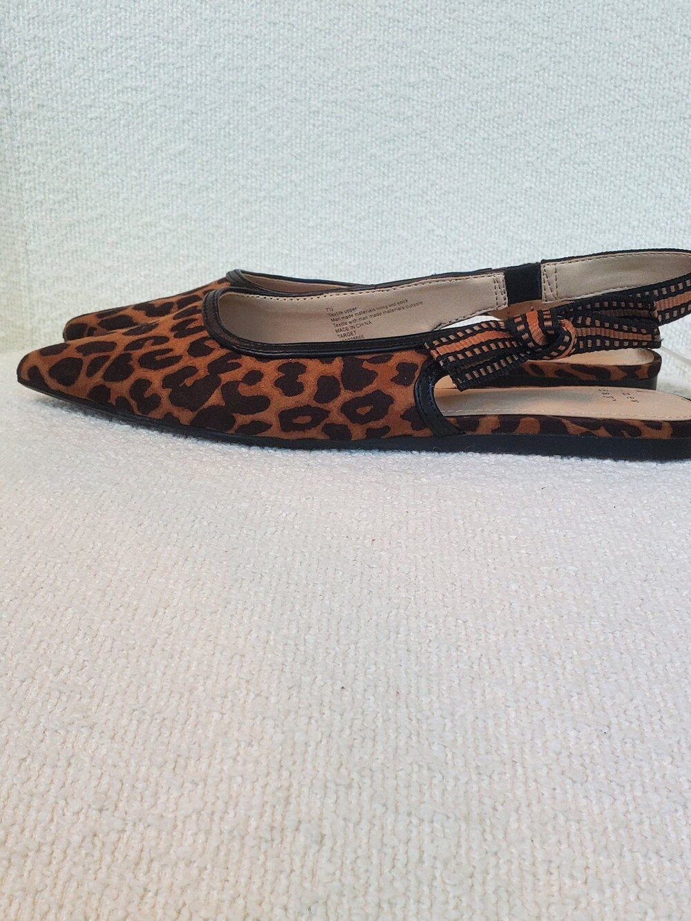 NWT a new day Leopard-Print Pointed Slingback Flats - Brown & Black Size 7.5 - Picture 3 of 7